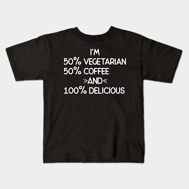 Vegetarian and Coffee Lover Kids T-Shirt by PixelArt